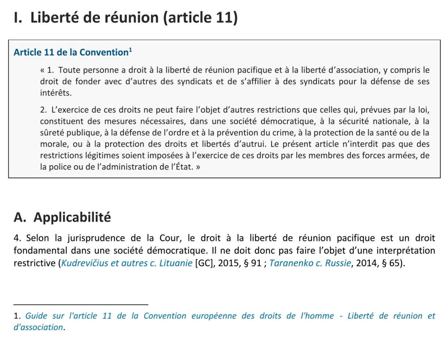 Article 11 de la convention européenne