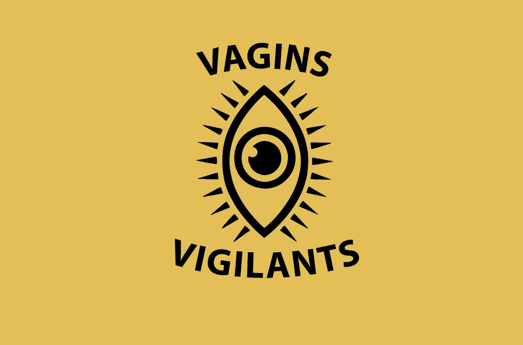 Logo "vagins vigilants" texte noir et fond jaune.